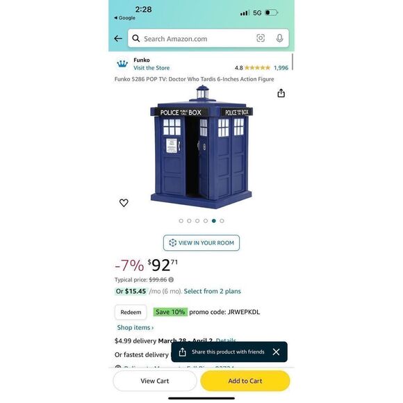 Doctor who funco pop tardis vinyl action figure statue light lamp corner rare - Picture 1 of 6